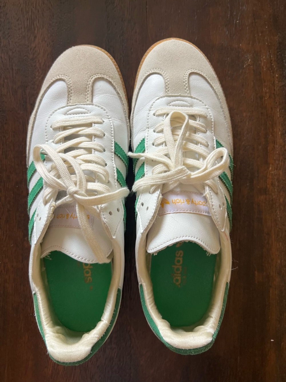 Adidas Sporty & Rich White & Green Classic Low-Top Sneakers
